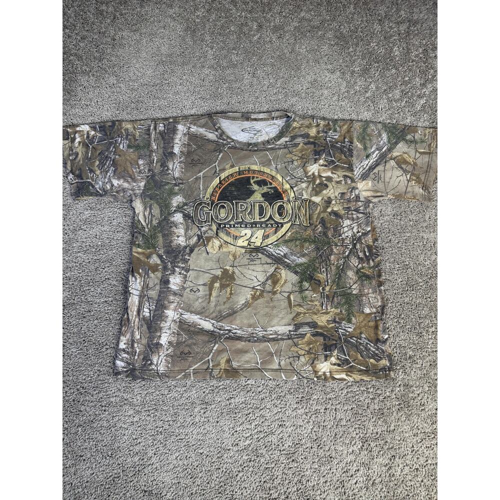 Jeff Gordon Shirt Mens 2XL Brown NASCAR Team Realtree Racing Graphic Tee
